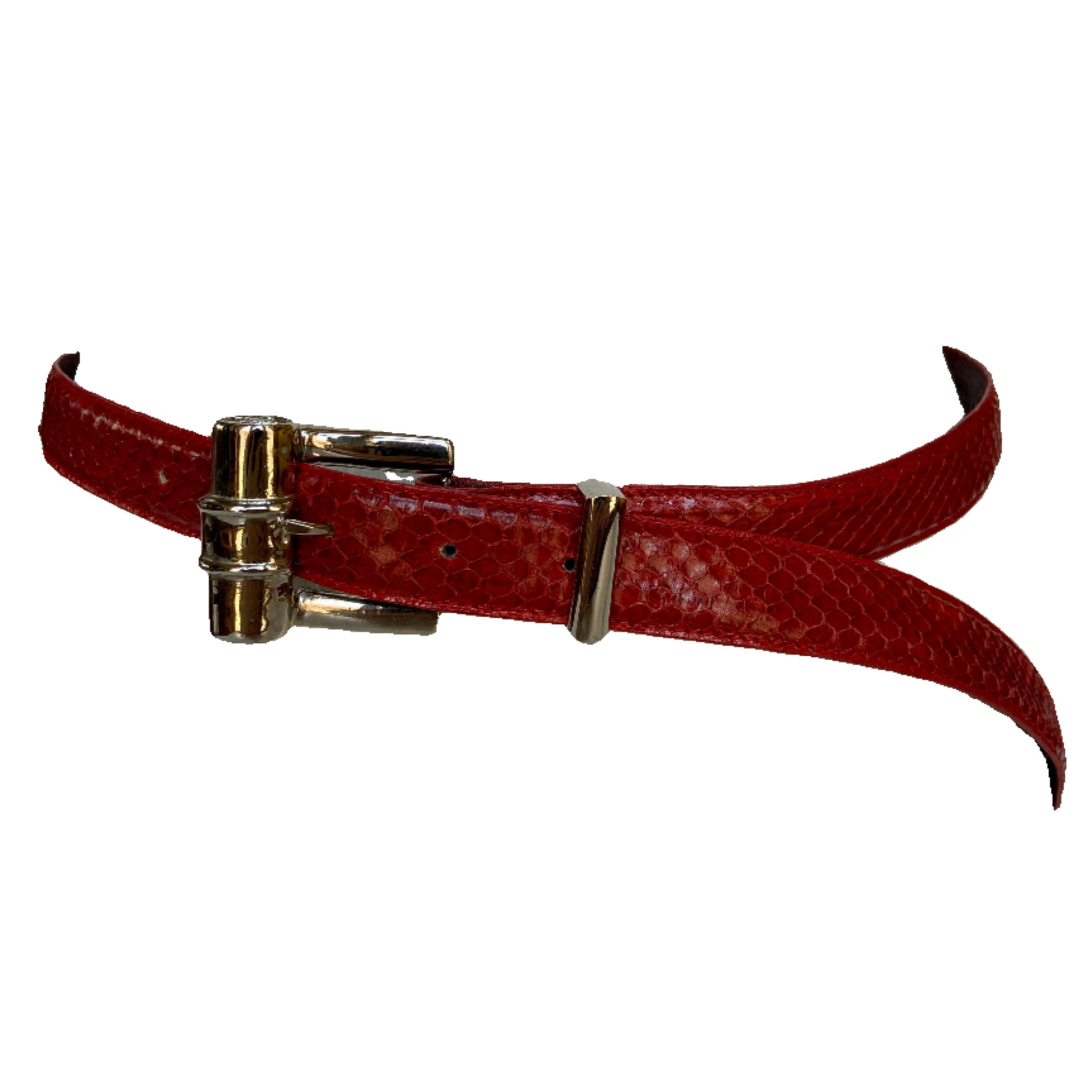 Red Genuine Snake Skin Belt