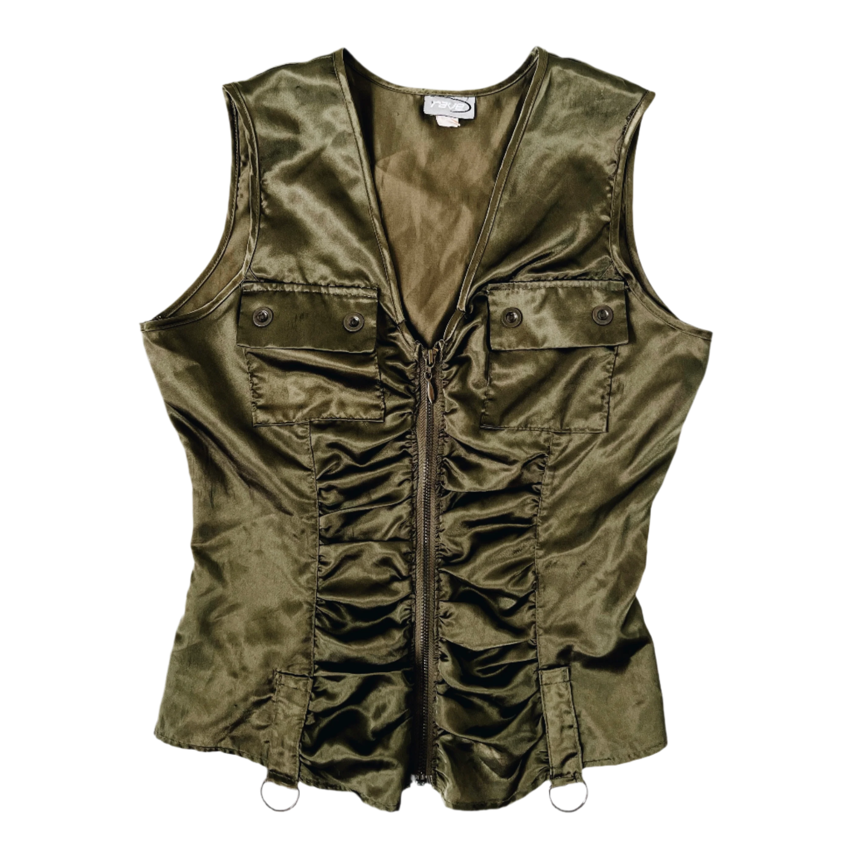 90s Satin Cargo Vest Top (M)