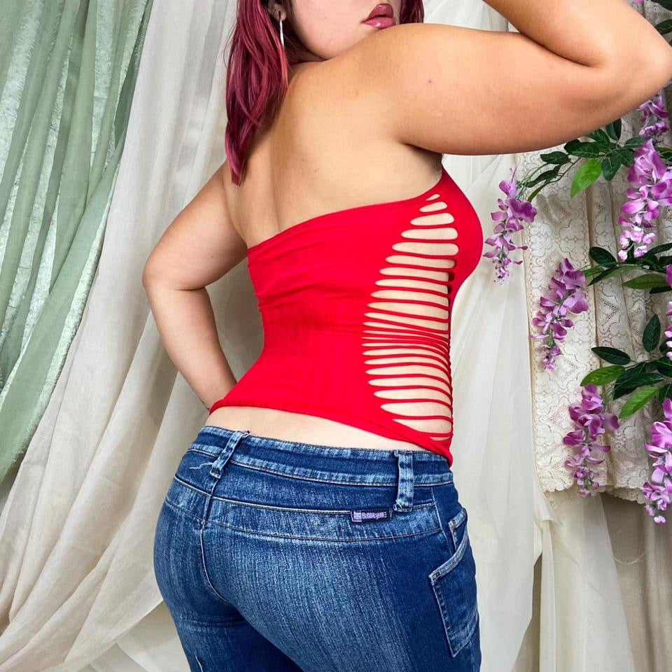 Y2K Slashed Cutout Halter Top (One Size)