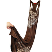Early 2000s Brown Metallic Maxi Dress (S)