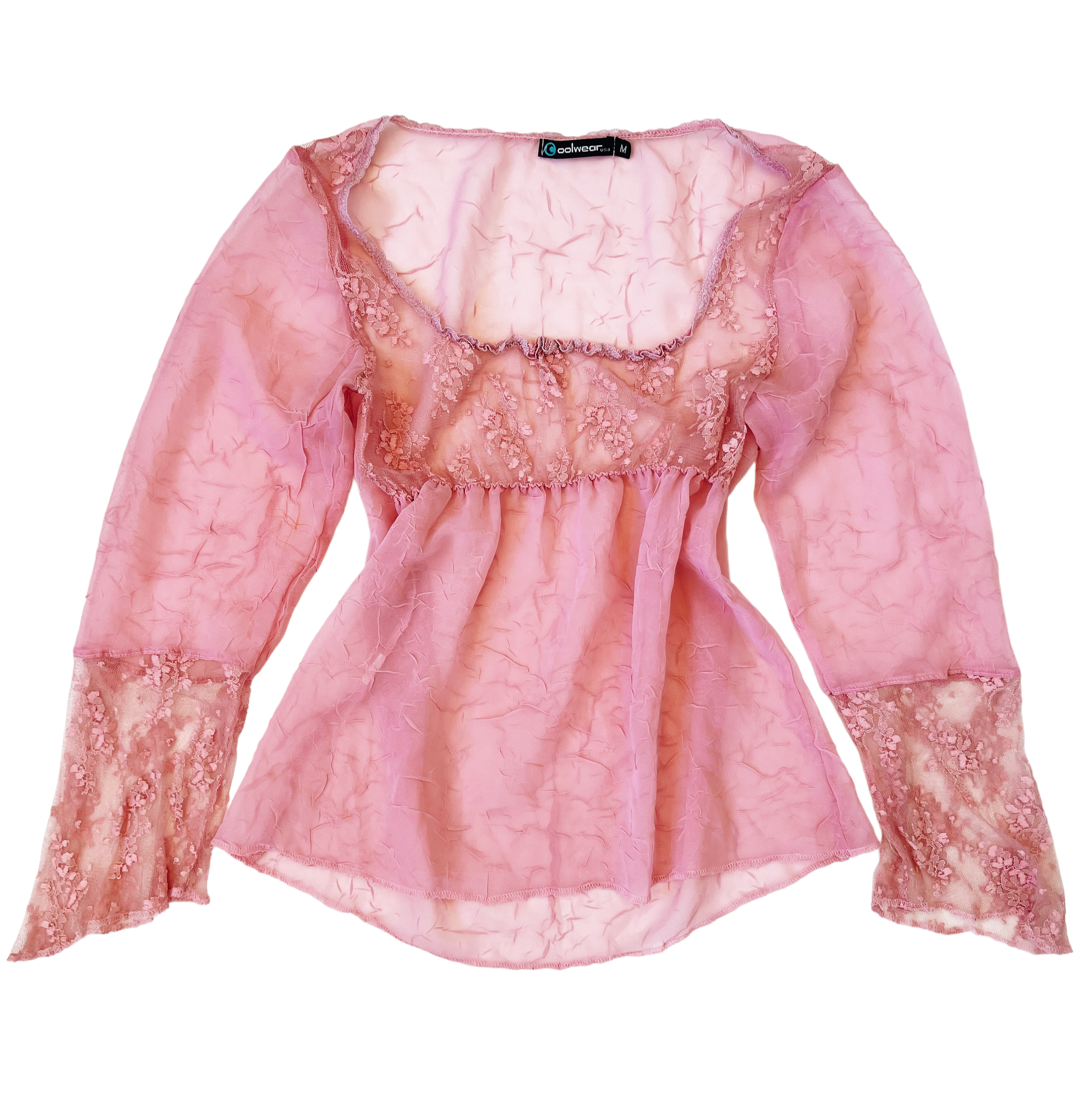Vintage Sheer Pink Lacy Top (M)