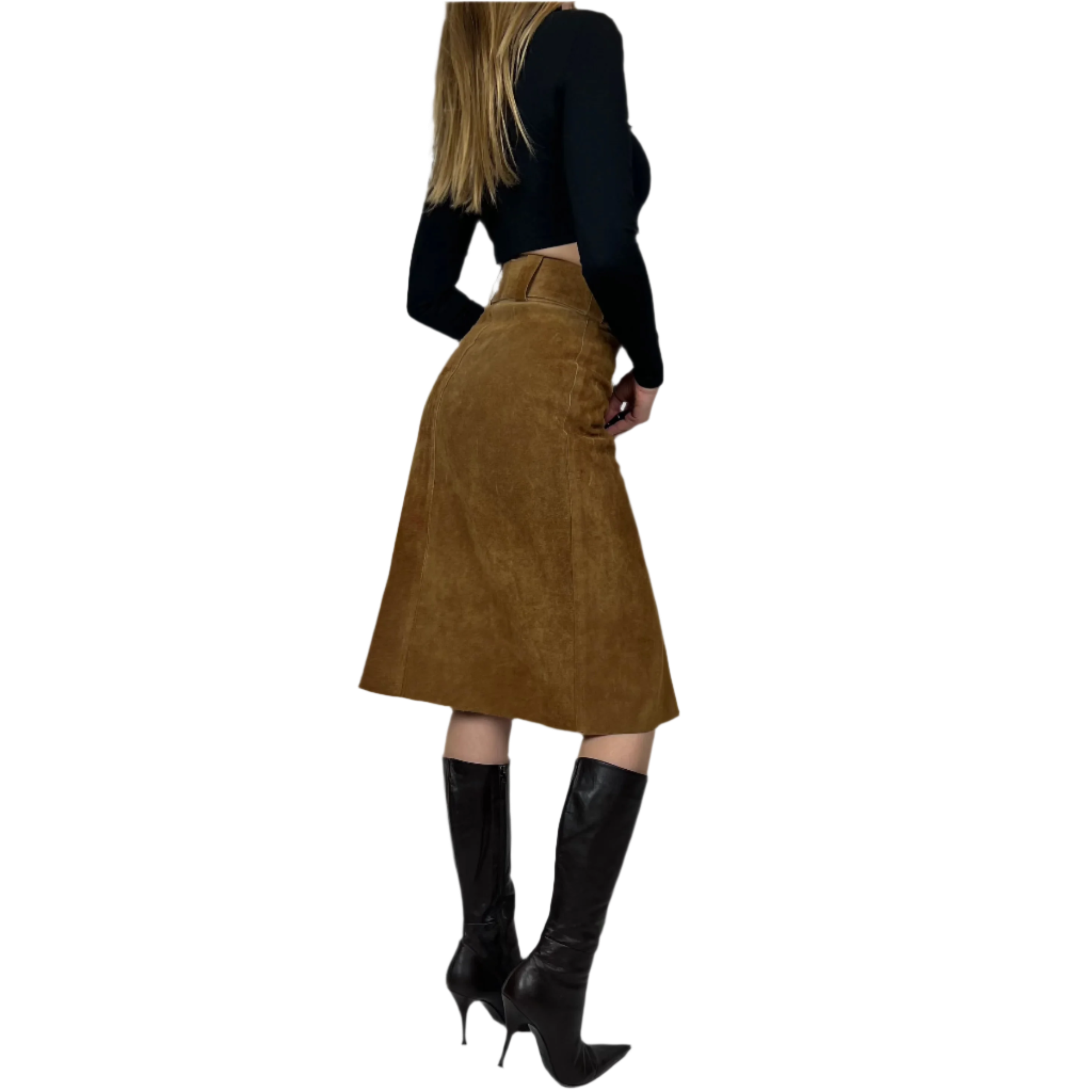 1970s Suede A-line Midi Skirt (XS)