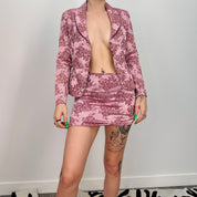Dusty Rose Jacquard Skirt Suit (Size Small)