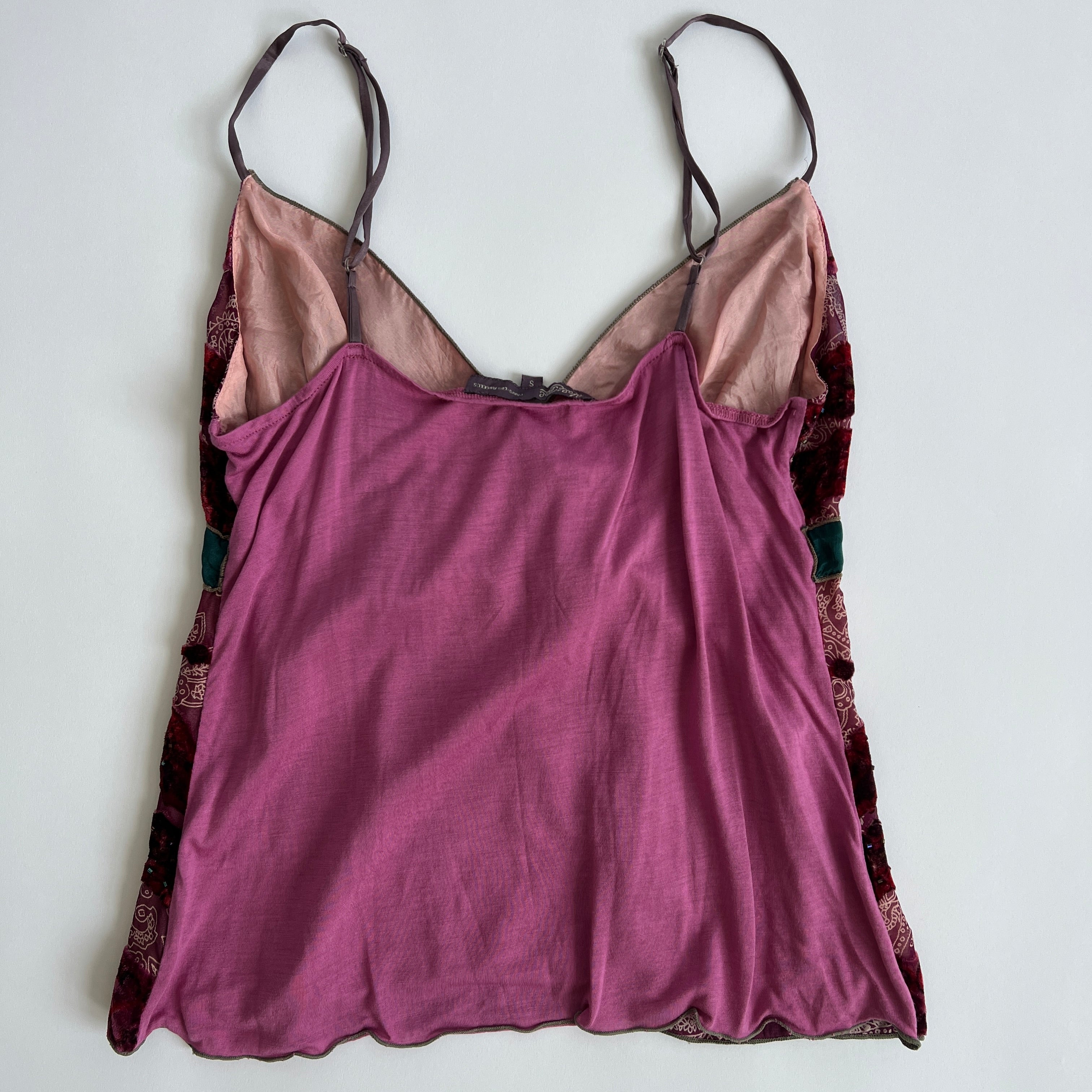 00s mulberry velvet beaded cami - S/M
