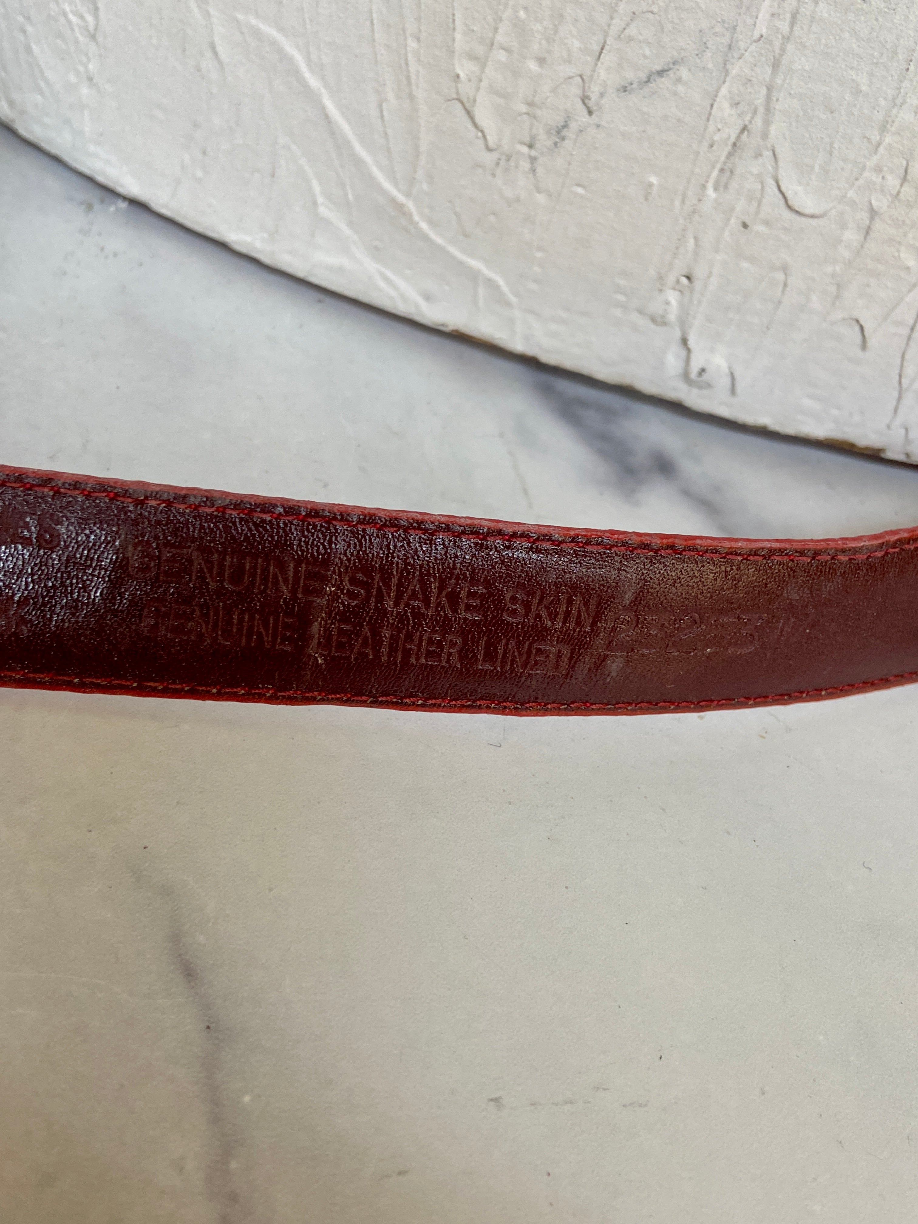 Red Genuine Snake Skin Belt