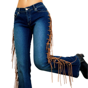 Early 2000s Suede Fringe Jeans (S)