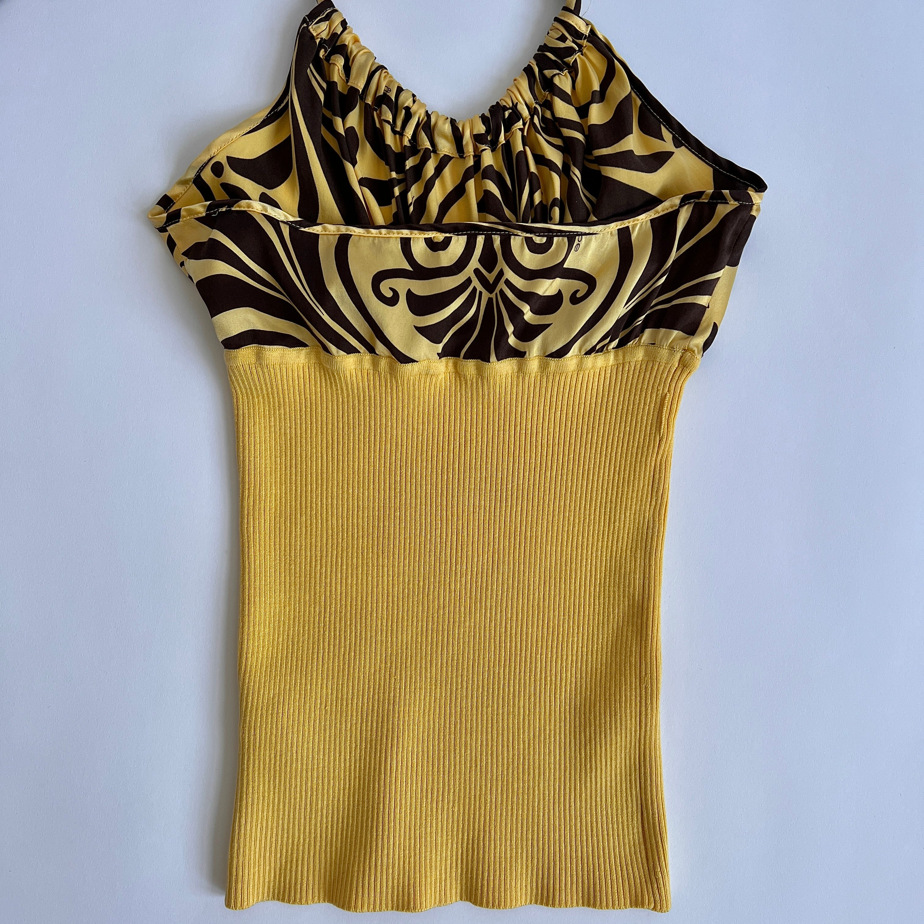 00s bebe ribbed satin halter top - xs/s