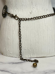 Leather metal Medallion chain belt