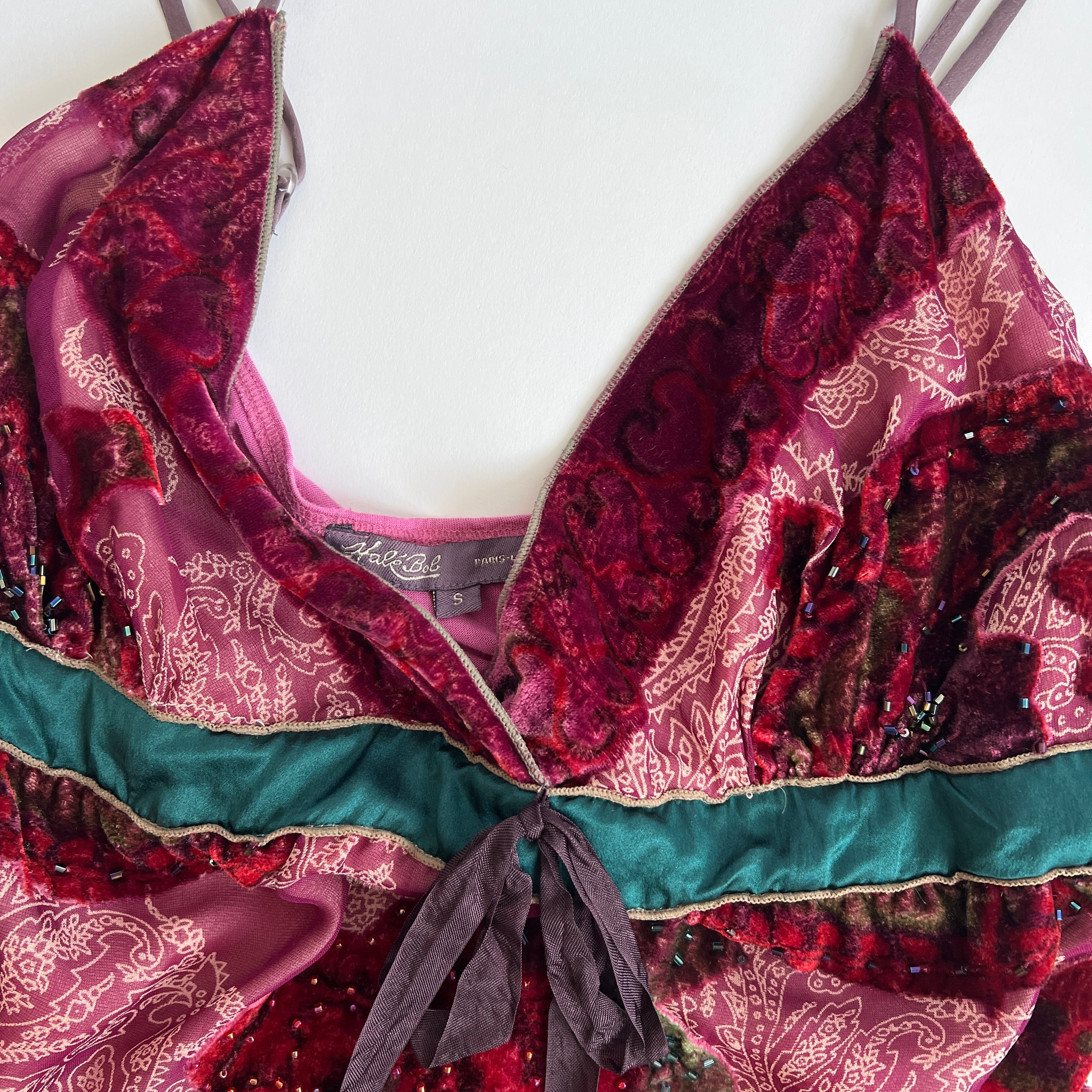 00s mulberry velvet beaded cami - S/M