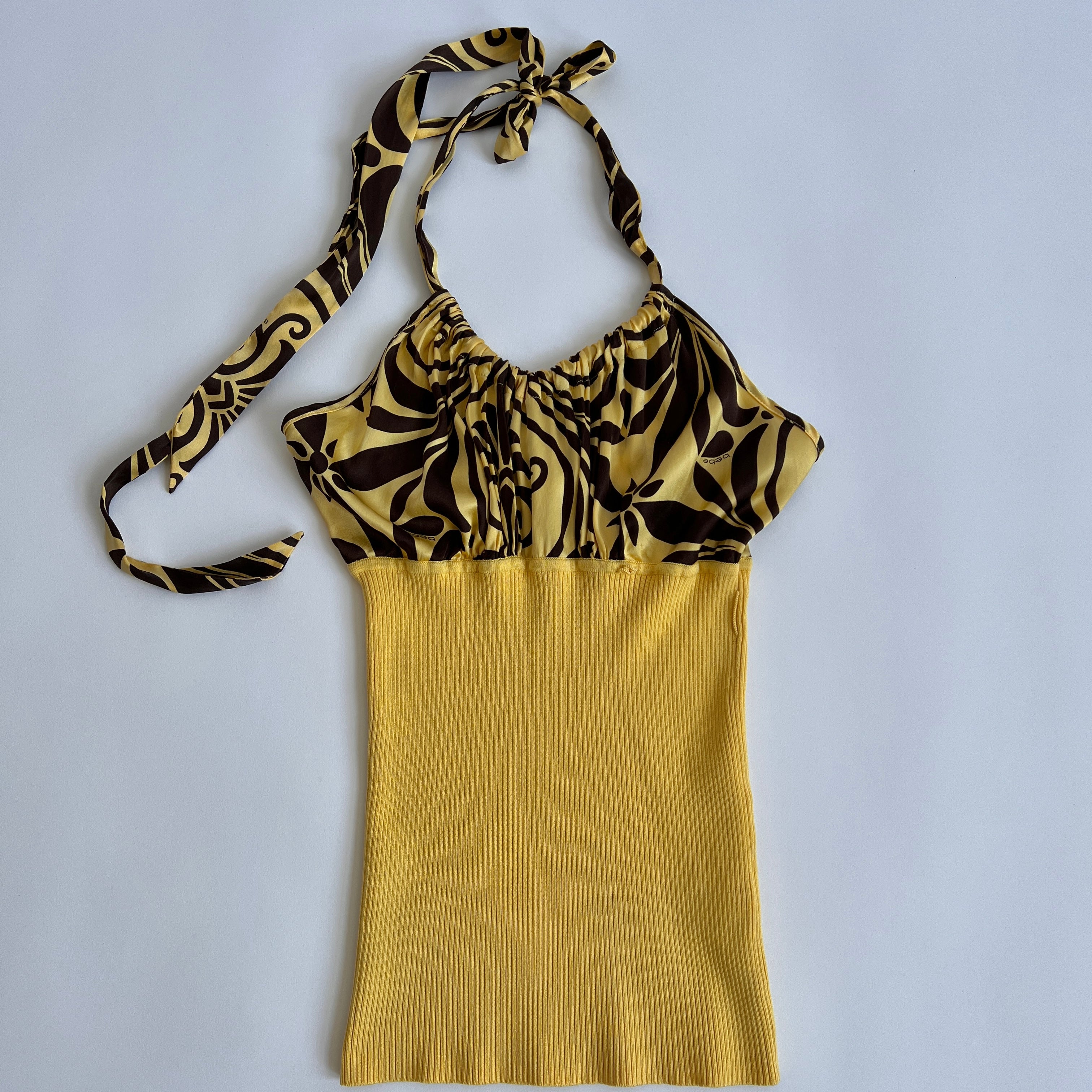 00s bebe ribbed satin halter top - xs/s