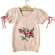 Hand Stitched Floral Sweater Top (XS/S)
