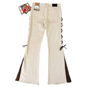 Early 2000s Lace Up Leopard Flares (S/M)