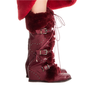 Wine Red Wool & Leather Wedge Boots (5-15)