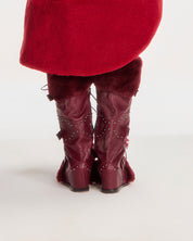 Wine Red Wool & Leather Wedge Boots (5-15)
