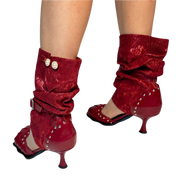 Red Leather & Lace Cowboy Pump (5-15)