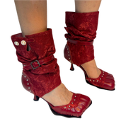 Red Leather & Lace Cowboy Pump (5-15)