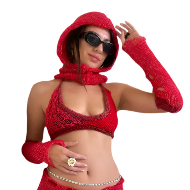 Red Bikini Top & Hood (XS-XL)
