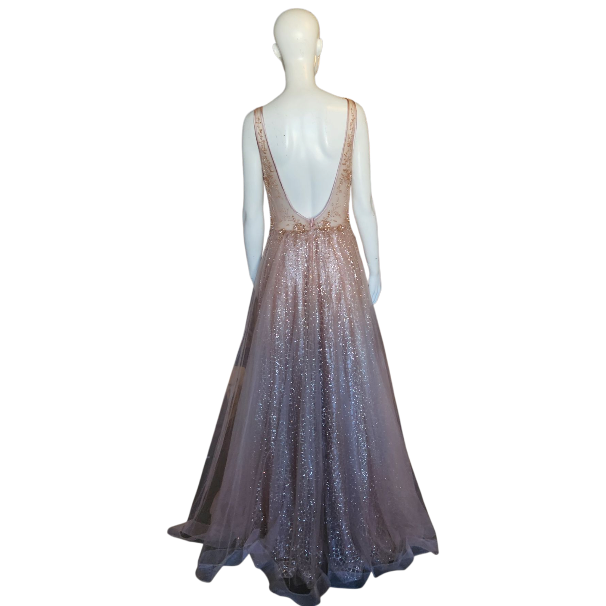 Sparkly Beaded Backless Formal Dress (M)