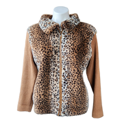 Fuzzy Cheetah Zip-Up Sweater (XL)