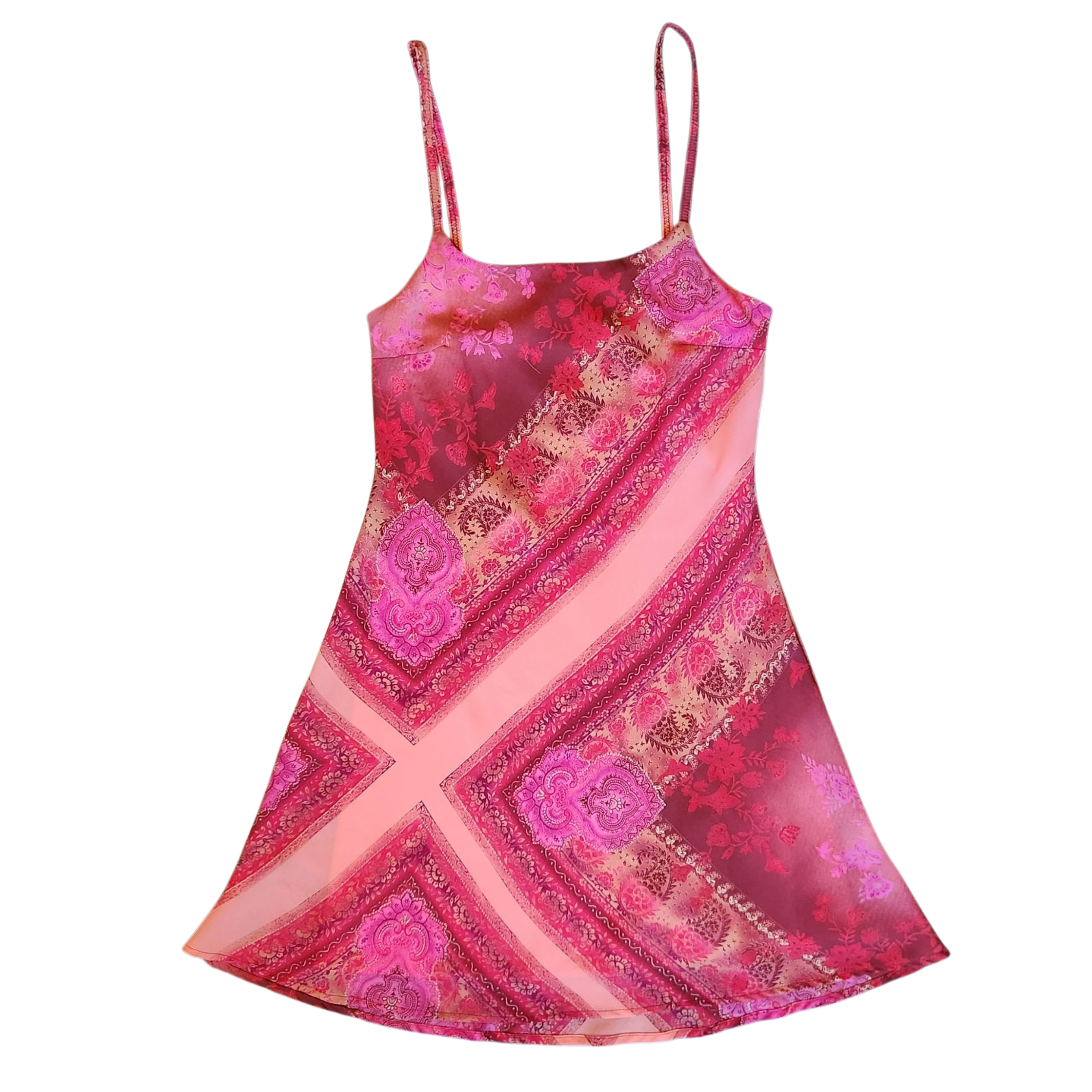 Pink Paisley Strappy Midi Dress(M)