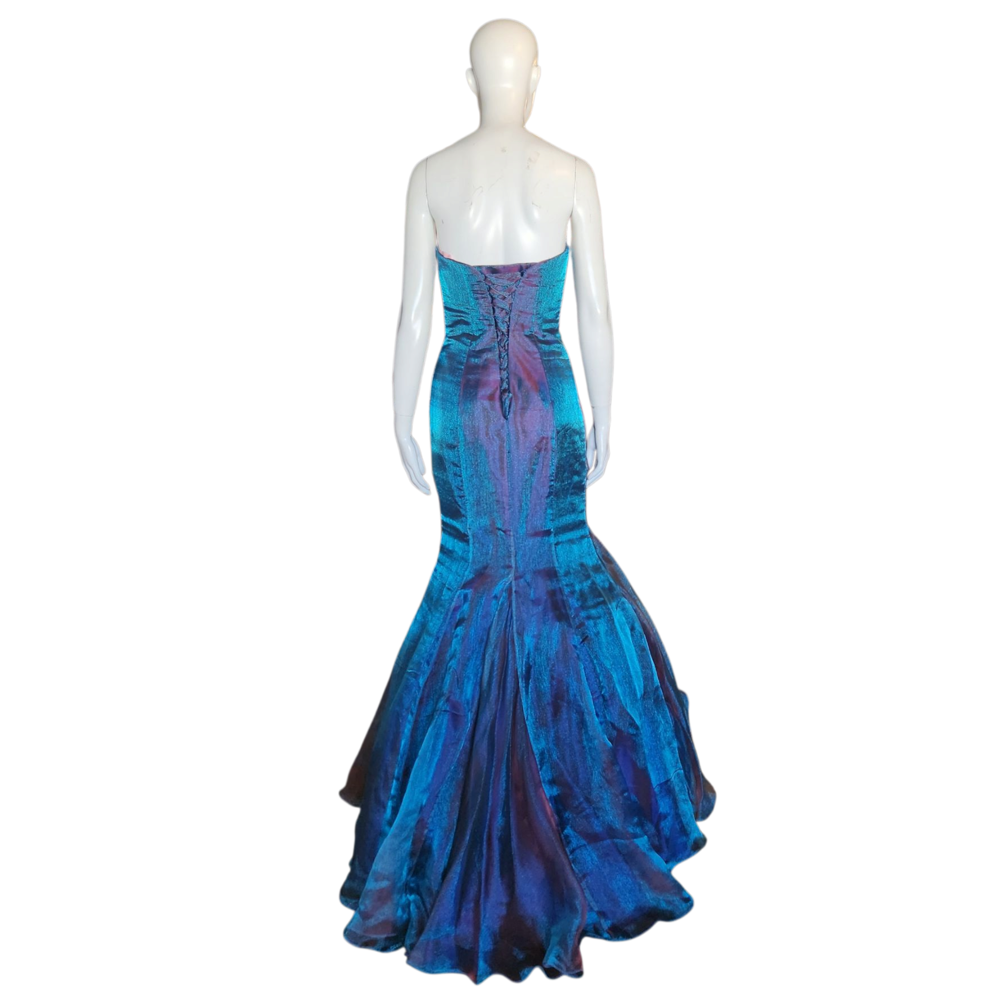 Peacock Strapless Flutter Formal Dress (S)