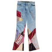 Velvet Patchwork Flare Jeans (M)