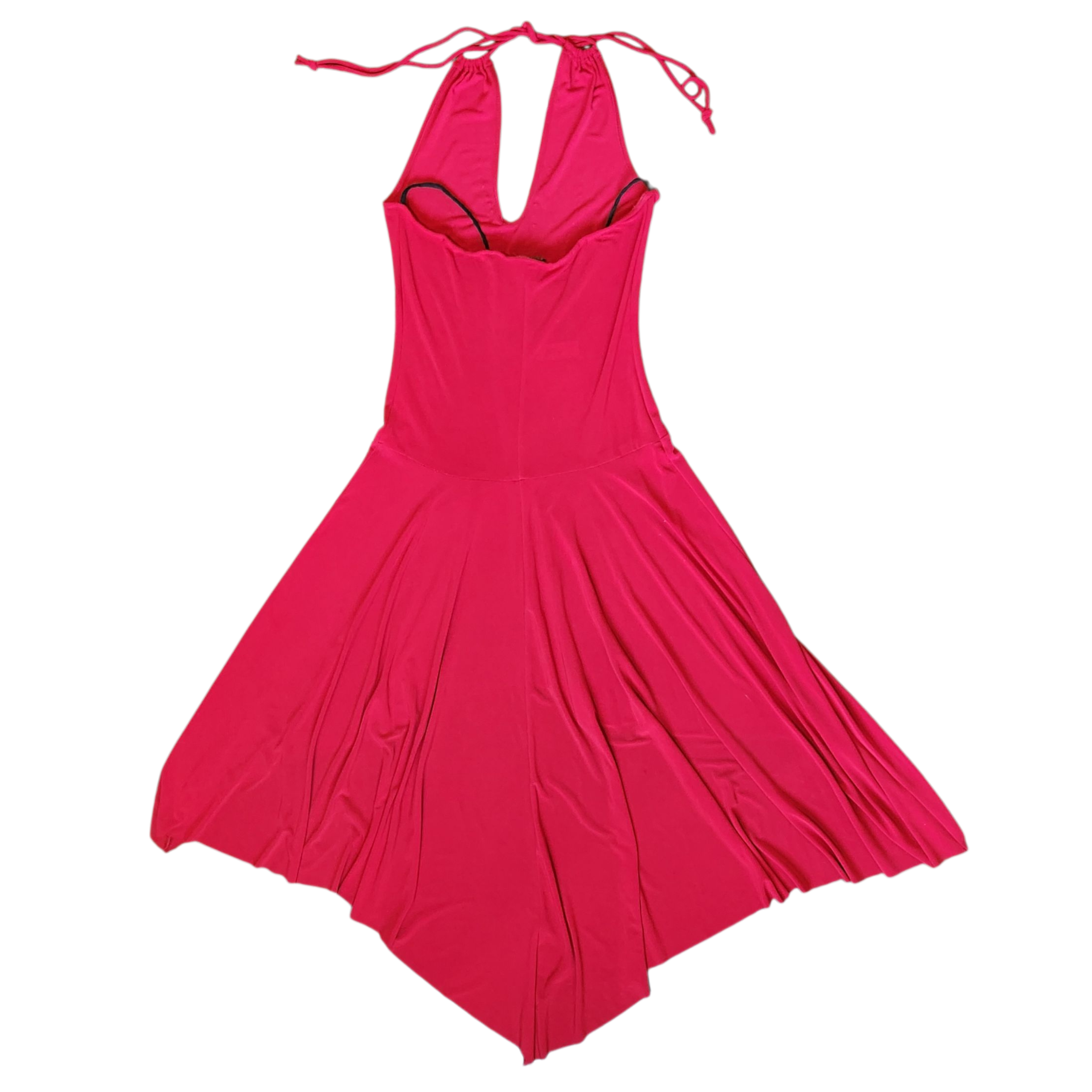 Y2K Ruby Red Halter Dress (M)
