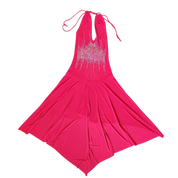 Y2K Ruby Red Halter Dress (M)