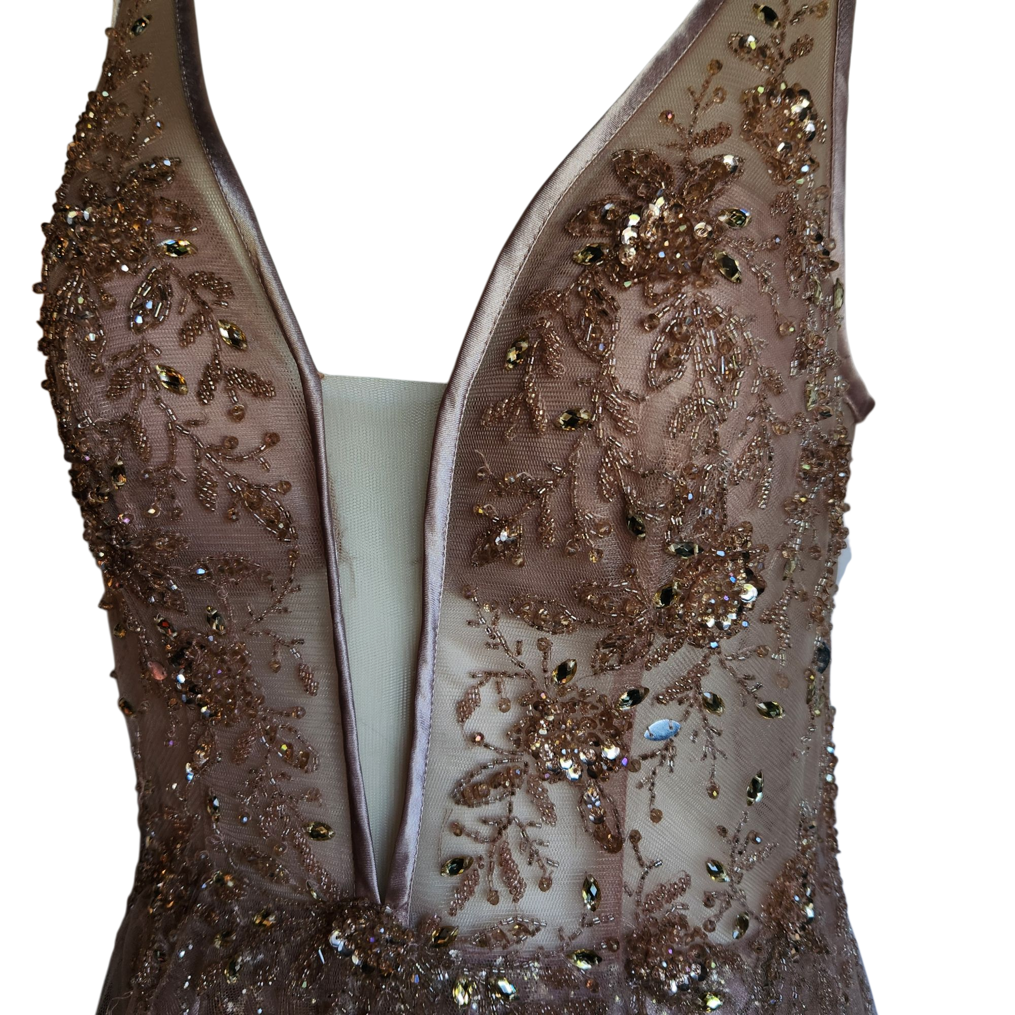 Sparkly Beaded Backless Formal Dress (M)