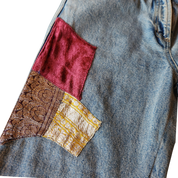 Velvet Patchwork Flare Jeans (M)