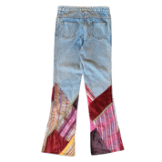 Velvet Patchwork Flare Jeans (M)