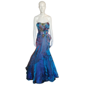 Peacock Strapless Flutter Formal Dress (S)