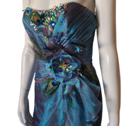 Peacock Strapless Flutter Formal Dress (S)