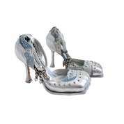 Denim & Silver Studded 4 Toe Pump (5-15)