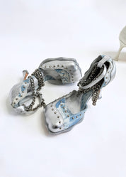 Denim & Silver Studded 4 Toe Pump (5-15)