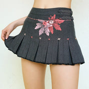 Early 2000s Pleated Floral Mini Skirt
