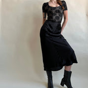 00s black lace short sleeve top (S)