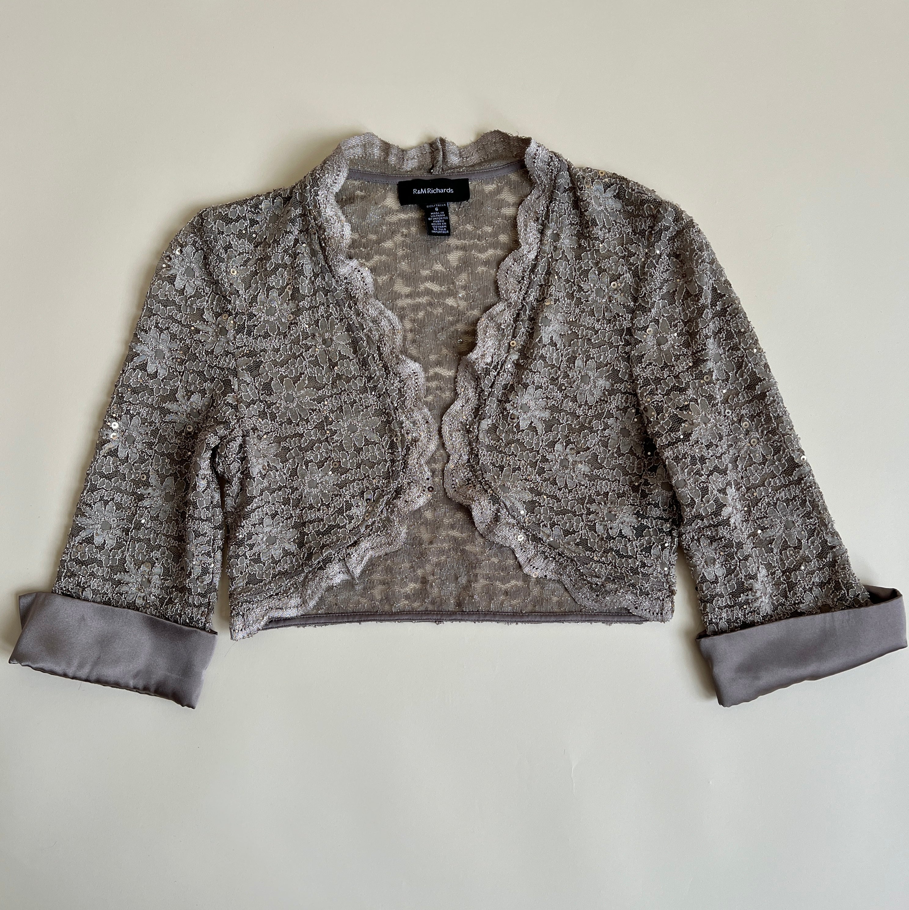 00s grey lace sequin bolero (S-L)