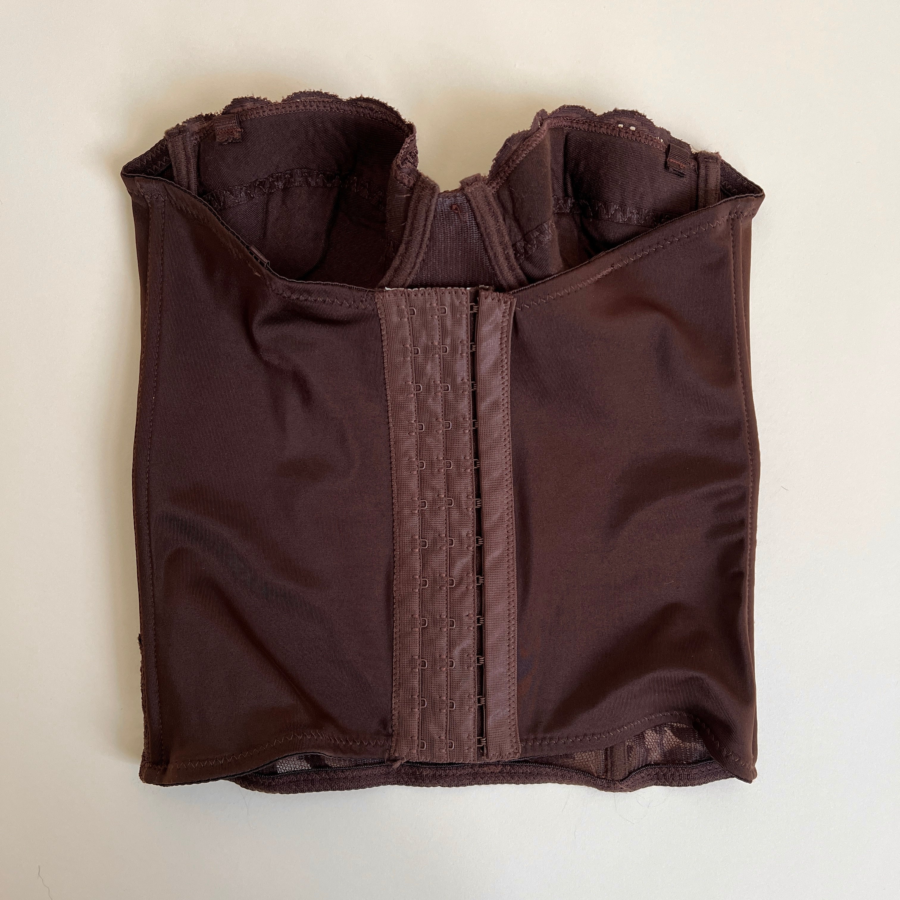 00s chocolate lace & satin bustier (s)