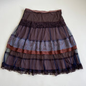 00s boho lace tiered midi skirt - XL