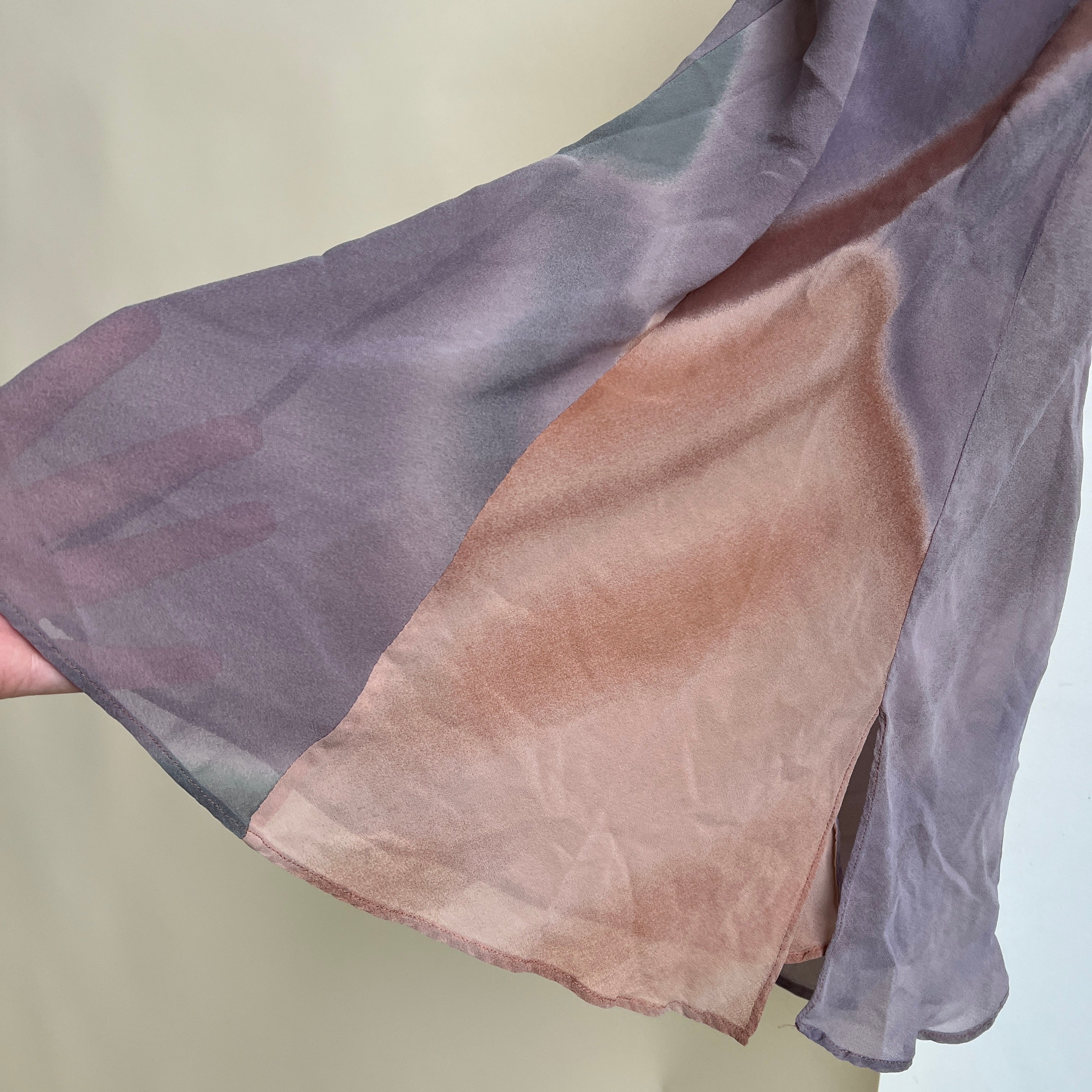 00s silk abstract sheer mini slip (S)
