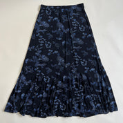 Vintage 90s navy floral slinky maxi skirt - L/XL