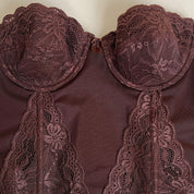 00s chocolate lace & satin bustier (s)