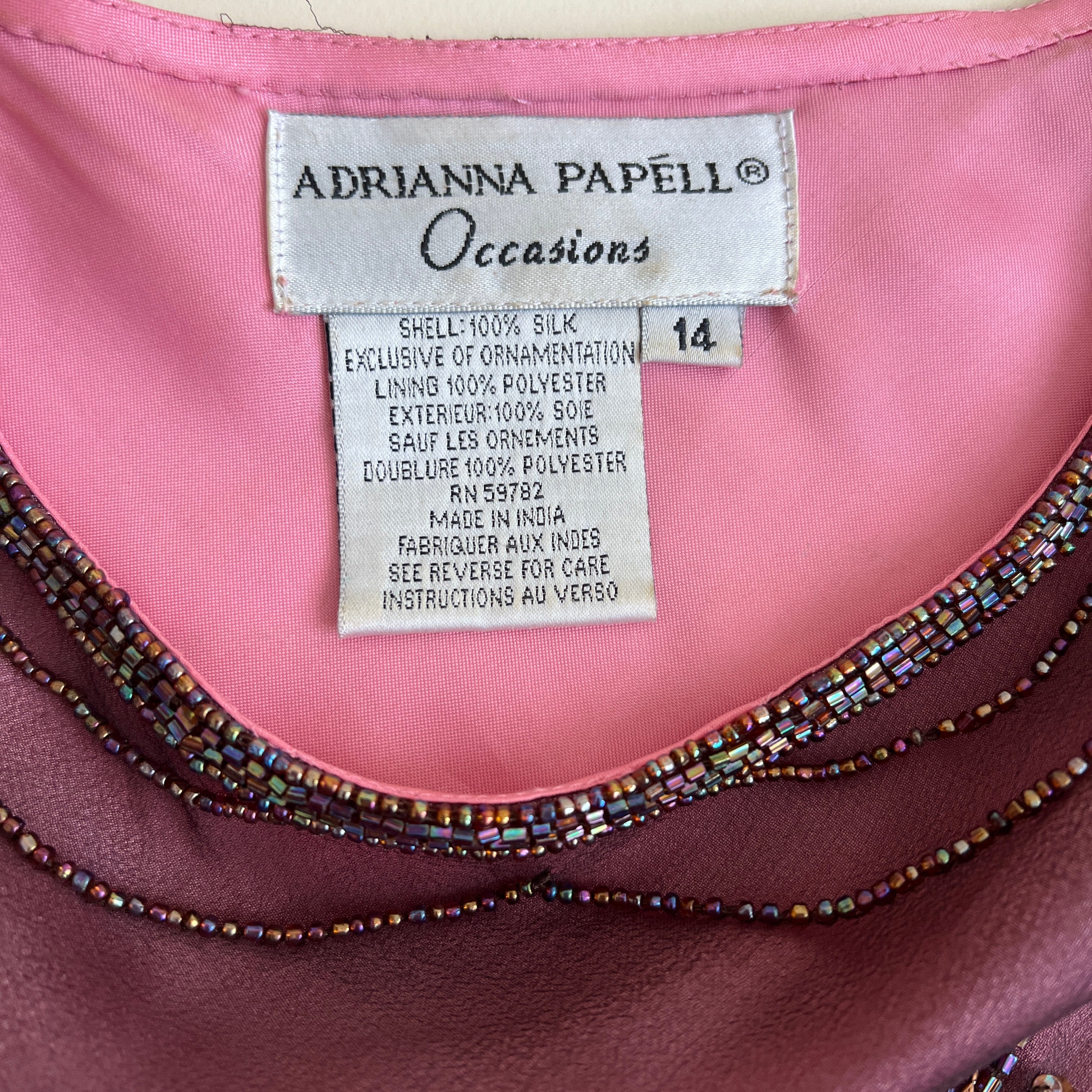 00s Pink beaded silk tank (XL)