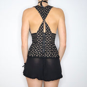 Vintage Y2K Black Eyelet Lace Top (XS)