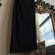 00s black beaded mesh midi dress (M)