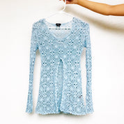 Early 2000s Baby Blue Crochet Top