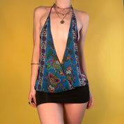 Y2k silk plunge drop waist mini dress - small