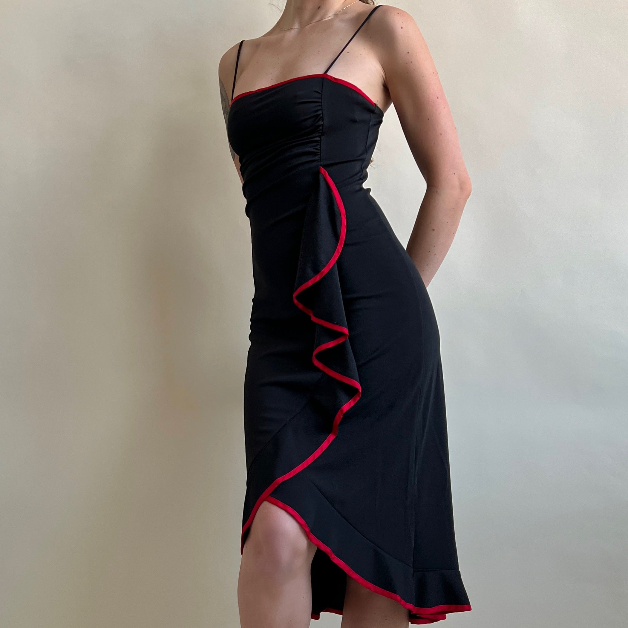 Vintage 90s black & red ruffle midi dress (M/L) Holy Thrift Vintage 90s black & red ruffle midi dress (M/L) Holy Thrift