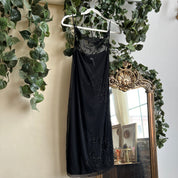 00s black beaded mesh midi dress (M)